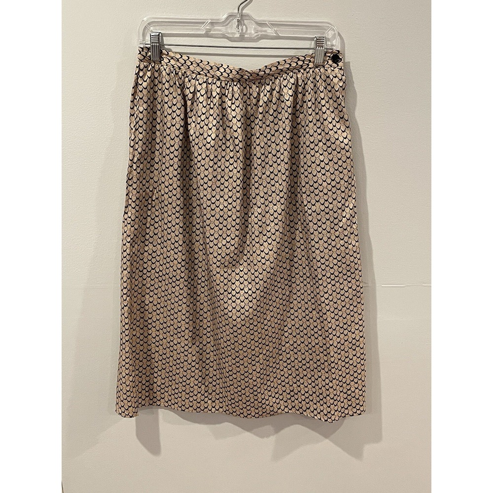 Vintage Courtwell‎ Midi Skirt Womens Size 12 Gold Black Lightweight Pleated